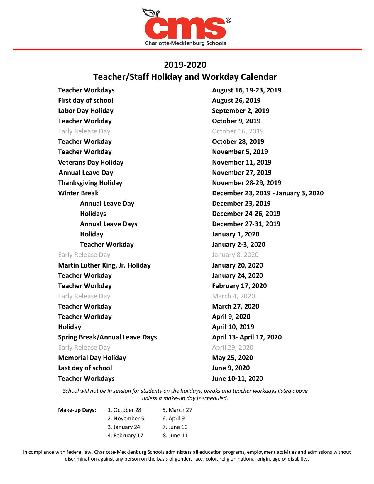canon mac school calendar for 2018-2019